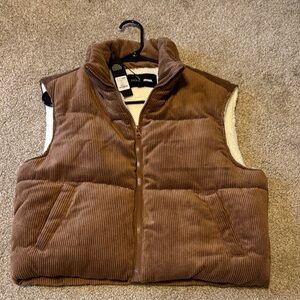 Fashion Nova Brown Corduroy Puffer Vest